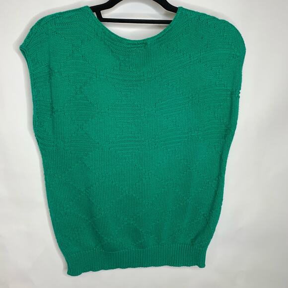 Vintage Herald House Green Cap Sleeve Sweater Textured Sz ? Small - Picture 8 of 8